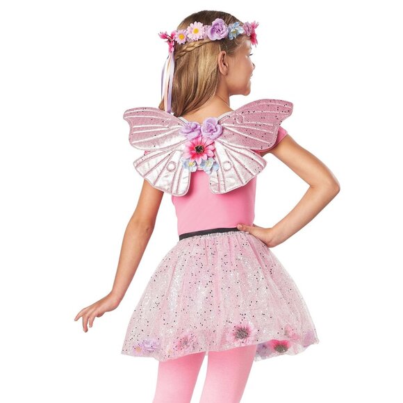 NWT [Halloween Costumes] Pink Sparkle Floral Fairy Wings Halloween Child Size 3+ - Picture 2 of 5
